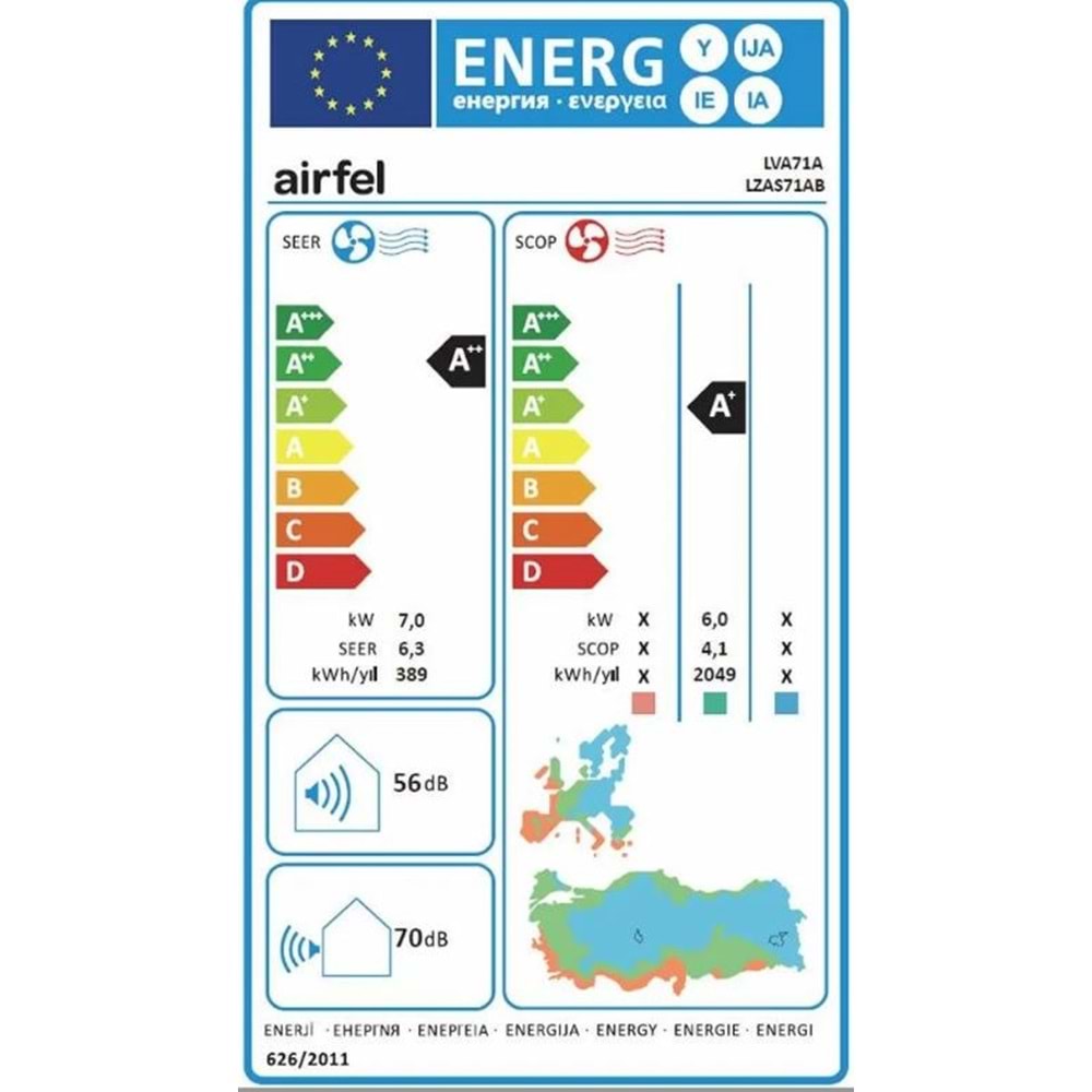 AİRFEL İNVERTER SALON TİPİ KLİMA LVA71A 24000 BTU/h